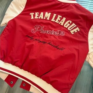 Zara Red and Cream Varsity Jacket